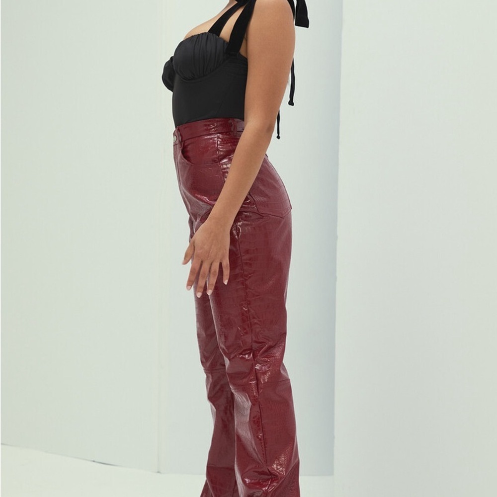 Mistress Rocks “Unconditional” Red Vegan Leather Python Pants | Size S - Picture 2 of 15